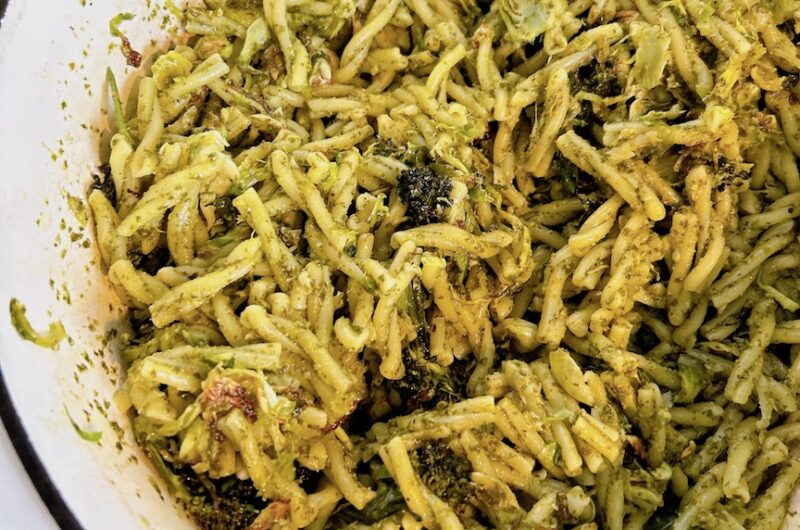 Roasted Brussels Sprout and Broccoli Pasta