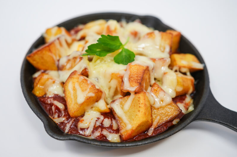 Roasted Red Pepper and Monterey Jack Cheese Patatas Bravas