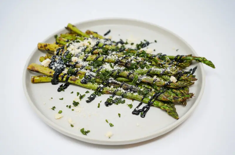 Balsamic Glazed Grilled Asparagus with Parmesan and Basil