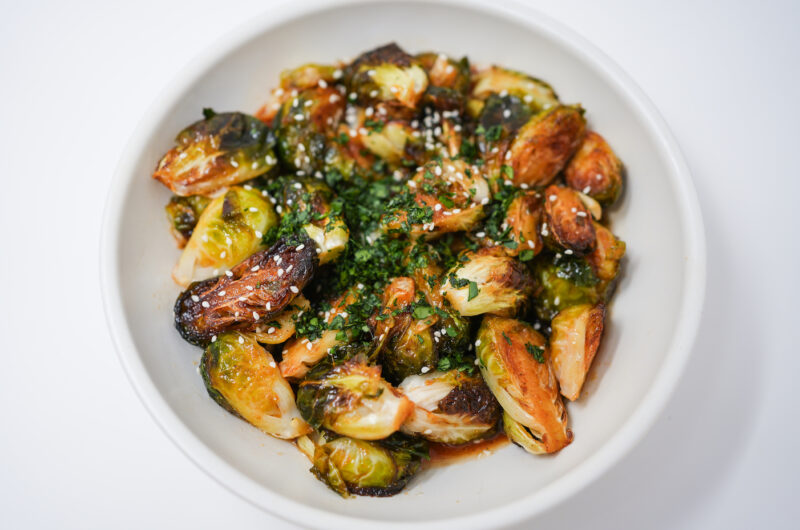 Honey Sriracha Pan-Fried Brussels Sprouts 