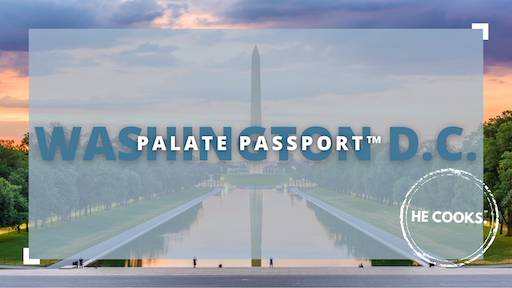 Washington DC Palate Passport episode thumbnail featuring iconic landmarks and vibrant food scenes